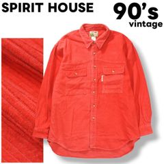【雰囲気良好】 90sヴィンテージ SPIRIT HOUSE 太畝 コーデュロイ ワークシャツ 長袖 レッド メンズ