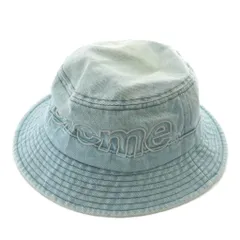 シュプリーム SUPREME 23SS Outline Crusher Denim Hat 帽子 バケットハット バケハ デニム キャンバス ロゴ 刺繍 M/L 青 ブルー /XZ ■GY19