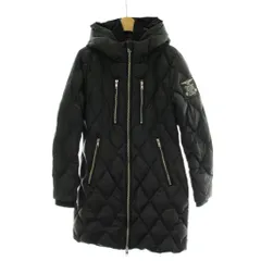 ディーゼル DIESEL ダウン コート 黒 ブラック 長袖 フード付き ひし形キルティング ミドル丈 ダブルジップアップ /PP ■GY44