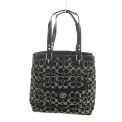 コーチ COACH F19262 トートバッグ ハンド ロゴ シグネチャー キャンバス レザー 黒 ブラック ■GY11 /MQ