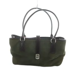 ローレンラルフローレン LAUREN RALPH LAUREN ハンドバッグ トート スエード ロゴ 緑 グリーン カーキ ■GY18 /MQ