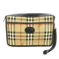 バーバリーズ Burberrys セカンドバッグ クラッチバッグ PVC レザー リストレット ノバチェック ロゴ ベージュ /MN13 ■GY11