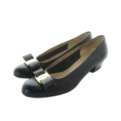 サルヴァトーレフェラガモ Salvatore Ferragamo パンプス ラウンドトゥ ヴァラ レザー ロゴ 5.5 23cm 黒 ブラック ■GY18 /MQ