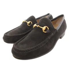 グッチ GUCCI ホースビットローファー モカシン スエード 5B 黒 ブラック /GV ■GY18