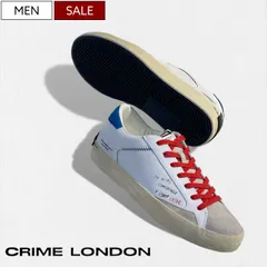 【定価36,300円(税込)】CRIME LONDON クライムロンドン 巧みな素材使いで遊び心を擽るラグジュアリーな足元を演出♪ベーシックながらトレンドを意識したメッセージプリント入りレザーコンビネーションスニーカー レースアップ シューズ 靴 DISTRE