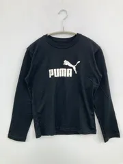 PUMA プーマ Tシャツ/カットソー S ブラック 前面プリント ブランドロゴ ミドル丈 長袖 クルーネック(丸首)