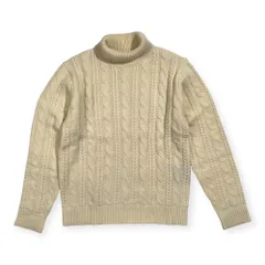 nano universe ナノユニバース ケーブル編み タートルネック ウール混 ニットセーター サイズ S /アイボリー/男女でも