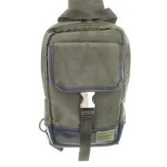 ポーター PORTER 吉田カバン × サックスバー SAC'S BAR ボディバッグ ファブリック レザー 光沢感 ロゴ グレー /MN17 ■GY01