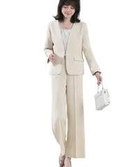 人気商品　卒業式 入学式 通勤 ママ 女性らしい 面接 おしゃれ 着せ 洗える 体型カバー ジャケット＋ワイドパンツ 2点セット 通年 パンツスーツ セットアップ レディース スーツ イノ [Yino]