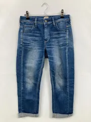 SOMETHING サムシング デニムパンツ S ブルー クロップド・半端丈 無地 スタンダード ストレート レギュラー ヴィンテージ