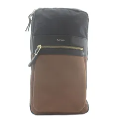 ポールスミス PAUL SMITH ユーティリティポケット ボディバッグ ショルダーバッグ ナイロン バイカラー ロゴ 黒 ブラック 茶色 ブラウン /XZ ■GY18