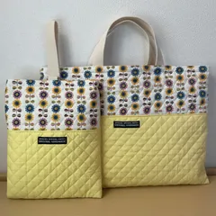 入園入学2点セット　りんりんのハンドメイド　レッスンバッグ　上履き入れ　昭和レトロお花柄　北欧　韓国