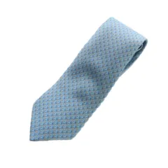 エルメス HERMES ネクタイ レギュラータイ 絹 シルク ロゴ 総柄 青 ブルー ■GY17 /MQ ■OH