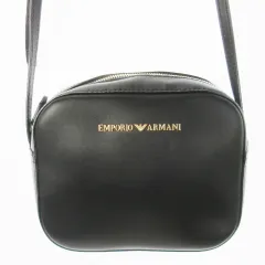 エンポリオアルマーニ EMPORIO ARMANI ショルダーバッグ クロスボディ ポシェット レザー 革 ロゴ 黒 ブラック /CK6 ■GY18
