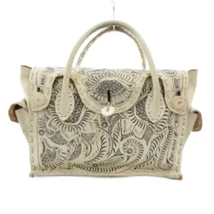 カービングトライブス グレースコンチネンタル CARVING TRIBES ハンドバッグ 花柄 レザー 彫刻 白 ホワイト 黒 ブラック /JS ■GY18