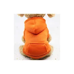 【新品】 RIOSTUDIO 犬服 犬の服 秋冬 無地ポケットパーカー スウェットトレーナー フード付き シンプル わんちゃんのお洋服【オレンジ,XS】 0