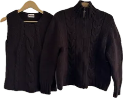  【美品】McGREGORマックレガー　アンサンブル　ジップアップニットタンクトップ　ブラウン　レディース　Lサイズ【Z1794】