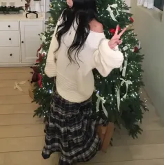 オフショルダー片方オフショルダーニット