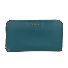 PRADA(プラダ) 長財布 - ブルーグリーン ラウンドファスナー レザー