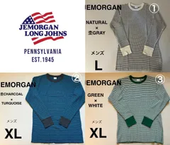 JEMORGAN ワッフル メンズ 細ボーダー クルーネック ロンTのサムネイル