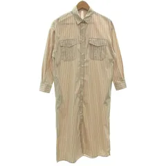 SHIPS any　シャツワンピース　長袖　ロング丈　レギュラーカラー　胸ポケット　サイドポケット　古着　/2408