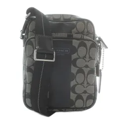 コーチ COACH ショルダーバッグ PVC レザー ヘリテージ シグネチャー 総柄 ロゴ グレー 黒 ブラック F70589 /XZ ■GY18