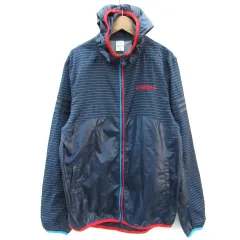 アディダスネオ adidas neo ジャケット パーカー ミドル丈 ジップアップ ボーダー柄 マルチカラー M ネイビー 紺 /YM12
