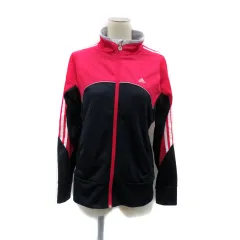 アディダス adidas スポーツウエア ジャージ トラックジャケット ミドル丈 ロゴ刺繍 M 紺 ネイビー マゼンタ /HO25