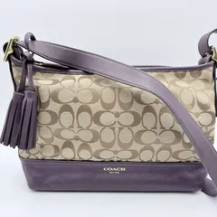 COACH（コーチ） レガシー シグネチャー ショルダーバッグ キャンバス×レザー パープル系