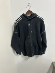 アディダス ヴィンテージ 3本線 フーディー Tシャツ ブラック L