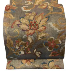 【美品】 袋帯 秀品 花唐草 箔 金糸 金色 六通 正絹 【中古】