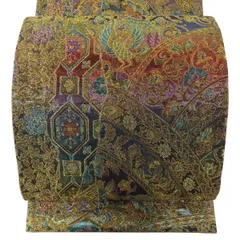 【美品】 袋帯 秀品 鳳凰 花唐草 金糸 箔 緑 六通 正絹 【中古】