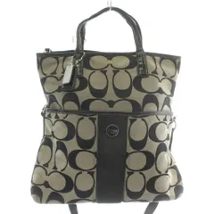 コーチ COACH ハンドバッグ トート ショルダー 2WAY キャンバス レザー シグネチャー 総柄 ロゴ 黒 ブラック F23304 /XZ ■GY42
