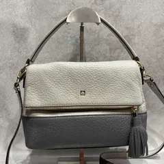 Kate Spade ケイトスペード 2WAY ハンドバッグ ショルダーバッグ バイカラー グレー レザー タッセル レディース 斜め掛け