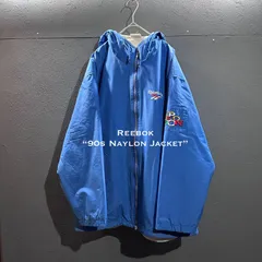90s Reebok リーボック ナイロンジャケット 刺繍ロゴ フルジップ ポリジャケット Lサイズ 企業系 ブルー