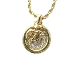 クリスチャンディオール Christian Dior ネックレス アクセサリー CDロゴ ラインストーン ゴールドカラー 金色
