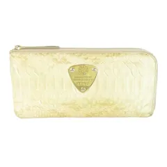 アタオ ATAO limo 長財布 ロングウォレット 小銭入れなし パイソンレザー L字ファスナー開閉 ロゴ ベージュ /AO24 ■GY18