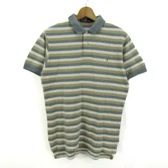 ポロバイラルフローレン ポロシャツ トップス 半袖 ボーダー柄 メンズ Mサイズ 緑×ベージュ×オフホワイト Polo by Ralph Lauren 【中古】