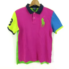 ポロバイラルフローレン ポロシャツ トップス 半袖 キッズ 男の子用 L(14-16)サイズ ピンク×緑×黄 Polo by Ralph Lauren 【中古】