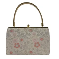 【美品】 和装バッグ 優品 フォーマル 桜 金銀糸 白 正絹 和装小物  【中古】