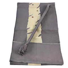 和装セット 優品 帯締め帯揚げ2点セット 幾何学模様 灰紫 正絹 和装小物  【中古】
