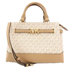 マイケルコース MICHAEL KORS MKシグネチャー ハンドバッグ 2WAYバッグ ショルダー PVC レザー ロゴ 総柄 白 ホワイト ベージュ /JS ■GY42