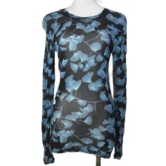 ビーシービージーマックスアズリア BCBGMAXAZRIA 総柄 ニットカットソー 長袖 プルオーバー XXS ブラック ブルー /Xのサムネイル