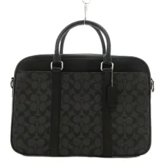 コーチ COACH ブリーフケース ビジネスバッグ レザー シグネチャー柄 キャンバス 2way グレー ブラック /UO ■GY18