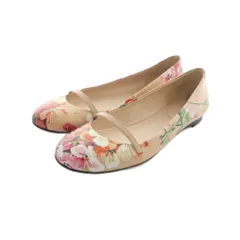グッチ GUCCI パンプス ラウンドトゥ ストラップ 花柄 PVC ロゴ 34 21cm ピンク 411038 ■GY17 /MQ ■OH