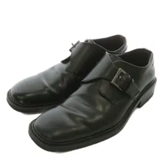 グッチ GUCCI ビジネスシューズ ローファー レザー ラウンドトゥ モンクストラップ 40.5 25.5cm ダークブラウン /XZ ■GY18