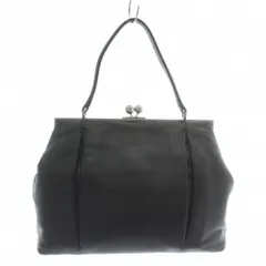 ハマノ HAMANO 濱野皮革工藝 ハンドバッグ レザー がま口 ワンハンドル 黒 ブラック /XZ ■GY18