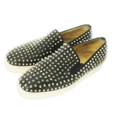 クリスチャンルブタン Christian louboutin ROLLER BOAT ローラーボート シューズ スリッポン レザー 革 スタッズ 大きいサイズ 44 29cm 黒 ブラック /AO4 ■GY18