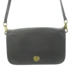 コーチ COACH オールドコーチ 9755 USA製 ヴィンテージ ショルダー バッグ レザー ターンロック 黒 ブラック /AH16 ■GY18