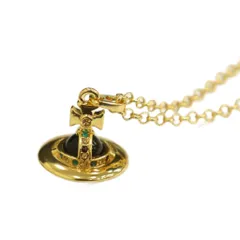 ヴィヴィアンウエストウッド Vivienne Westwood スモール オーブ ペンダント ネックレス チェーン ラインストーン ゴールドカラー 黒 ブラック /KW ■GY18
